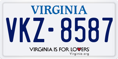 VA license plate VKZ8587