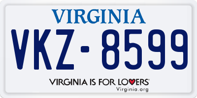 VA license plate VKZ8599