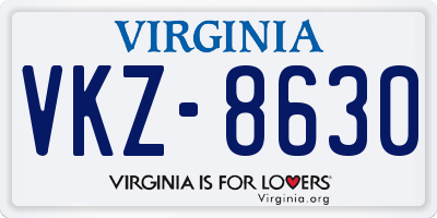 VA license plate VKZ8630