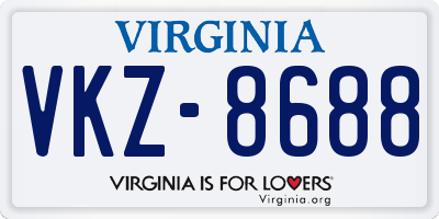 VA license plate VKZ8688