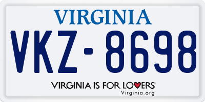 VA license plate VKZ8698