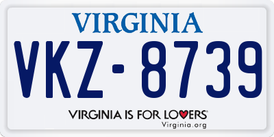 VA license plate VKZ8739
