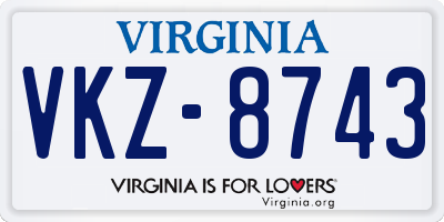 VA license plate VKZ8743