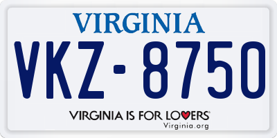 VA license plate VKZ8750