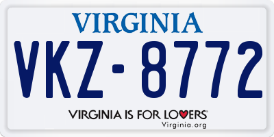 VA license plate VKZ8772