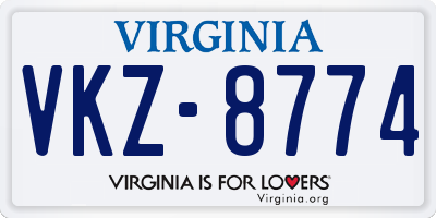 VA license plate VKZ8774