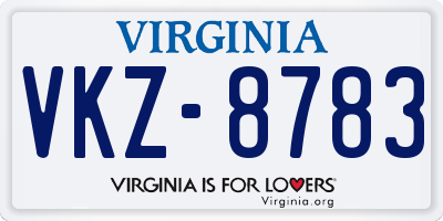 VA license plate VKZ8783