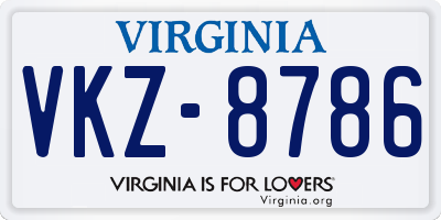 VA license plate VKZ8786