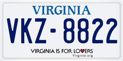 VA license plate VKZ8822