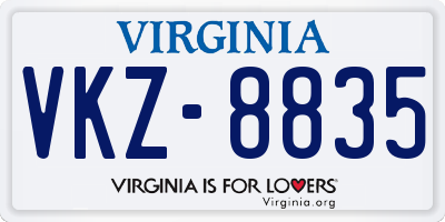 VA license plate VKZ8835