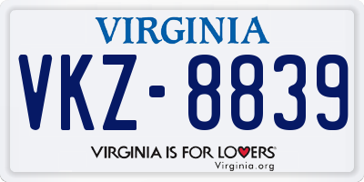 VA license plate VKZ8839