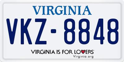 VA license plate VKZ8848
