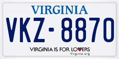 VA license plate VKZ8870