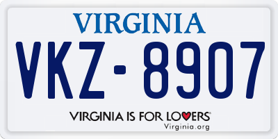 VA license plate VKZ8907