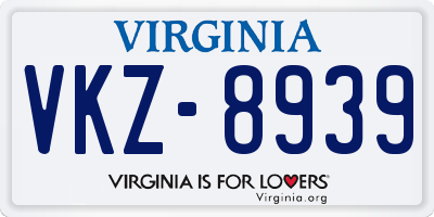 VA license plate VKZ8939