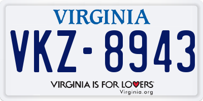 VA license plate VKZ8943