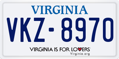 VA license plate VKZ8970