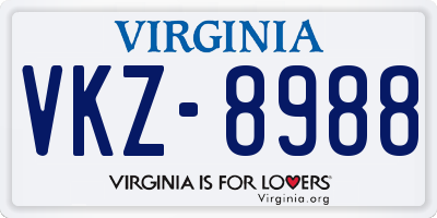 VA license plate VKZ8988