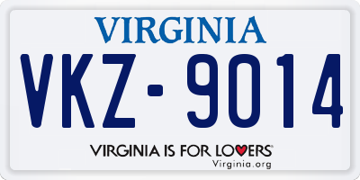VA license plate VKZ9014