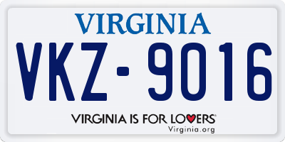 VA license plate VKZ9016