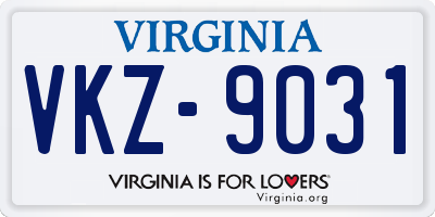 VA license plate VKZ9031