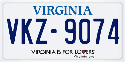 VA license plate VKZ9074