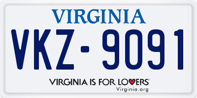 VA license plate VKZ9091