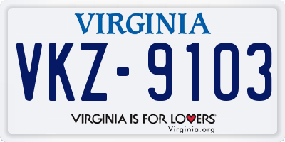 VA license plate VKZ9103