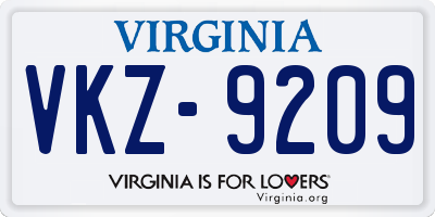 VA license plate VKZ9209