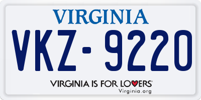 VA license plate VKZ9220