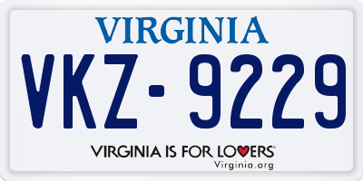 VA license plate VKZ9229