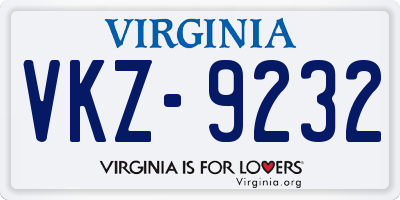 VA license plate VKZ9232