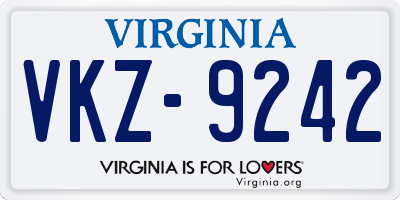VA license plate VKZ9242