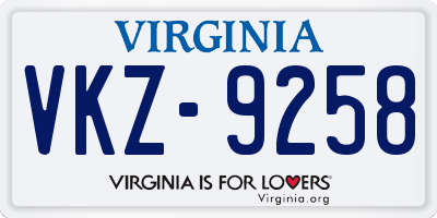 VA license plate VKZ9258