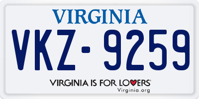 VA license plate VKZ9259