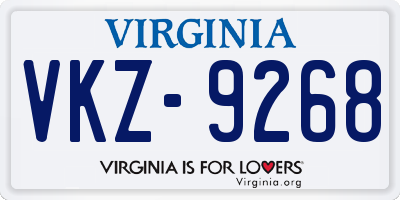 VA license plate VKZ9268