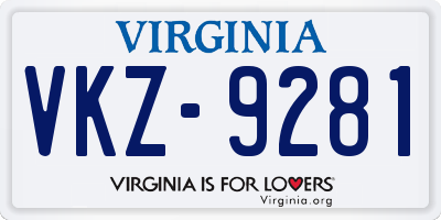 VA license plate VKZ9281