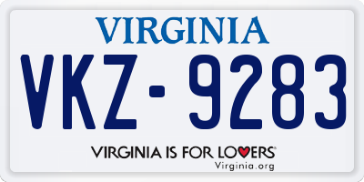 VA license plate VKZ9283