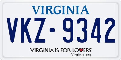 VA license plate VKZ9342