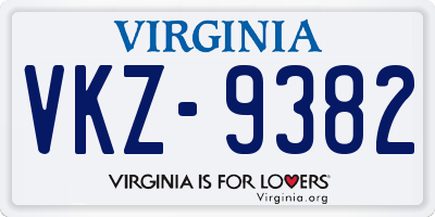 VA license plate VKZ9382