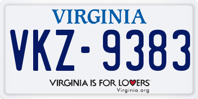 VA license plate VKZ9383