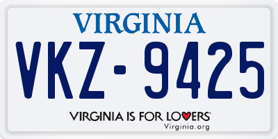 VA license plate VKZ9425