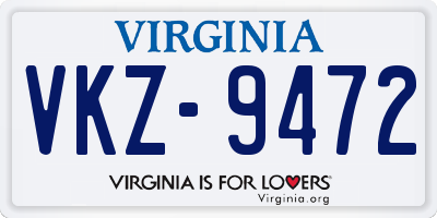 VA license plate VKZ9472