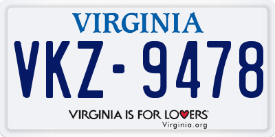 VA license plate VKZ9478