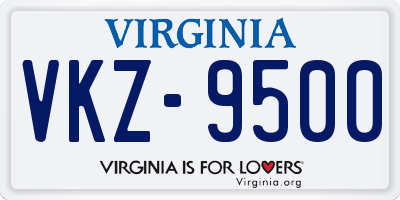 VA license plate VKZ9500