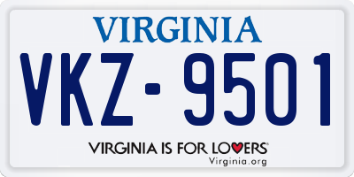 VA license plate VKZ9501
