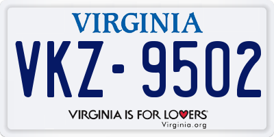 VA license plate VKZ9502