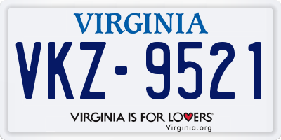 VA license plate VKZ9521