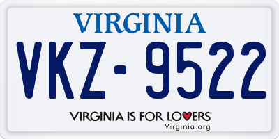VA license plate VKZ9522