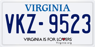 VA license plate VKZ9523